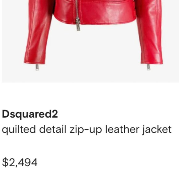 Brand New, Never worn Dsquared2 quilted detail zip-up leather jacket with tags - Picture 10 of 10